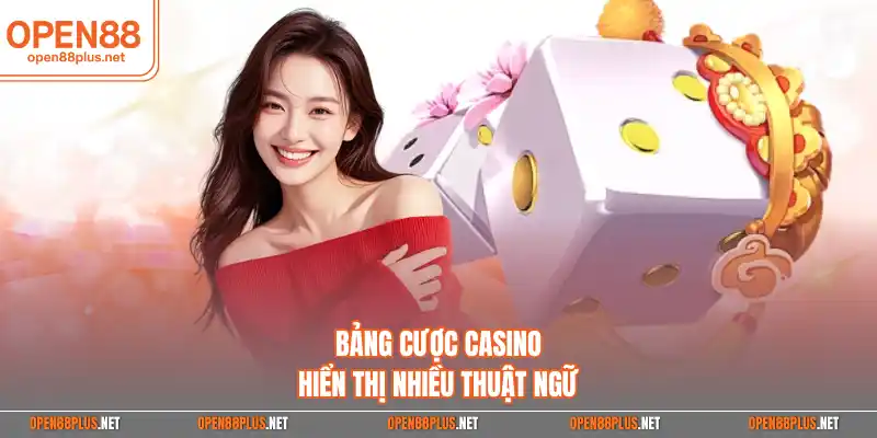 Bảng cược casino hiển thị nhiều thuật ngữ